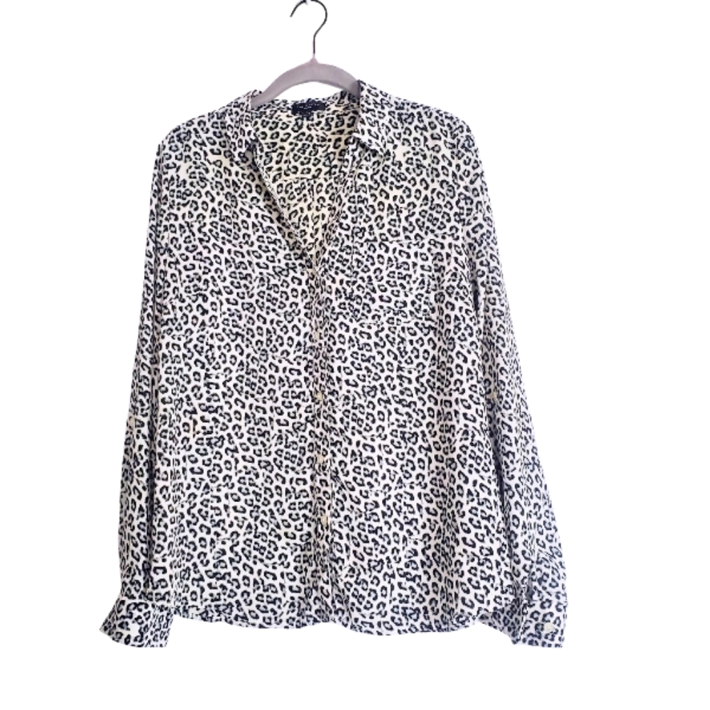 The Limited Ashton Leopard Print Button-Up Blouse Women's M